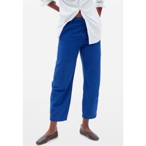 Everlane The Arc Curved Canvas Barrel Pant Blue Sz 10